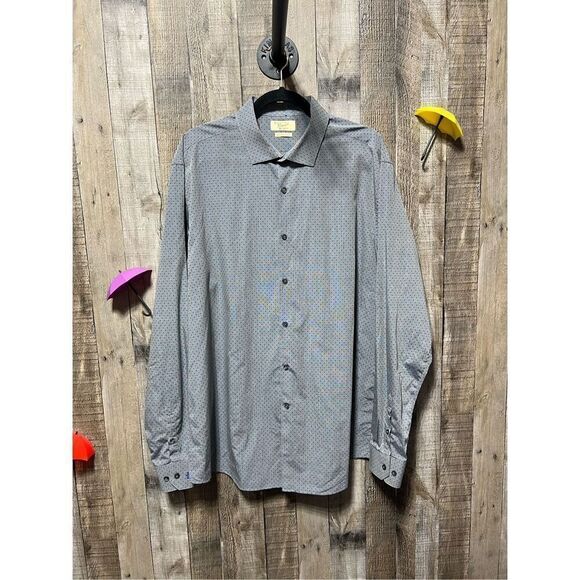 Original Penguin Grey Embroidered Dotted Long Sleeve Button Down Shirt - Picture 1 of 6